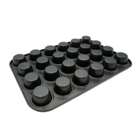 Moule à mini-muffins 24 cavités en acier au carbone épais, revêtement antiadhésif de qualité supérieure, écologique, conforme aux normes FDA/LFGB, pour utilisation domestique au four