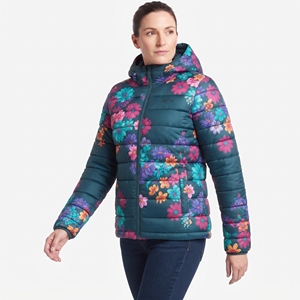 Chaqueta Acolchada con Capucha y Estampado Floral para Mujer, Abrigo de Invierno Cálido y Acolchado, Estilo Casual para Exteriores, con Cierre Completo, Nueva - Product Image 4