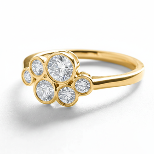 Bague de fiançailles élégante en or massif 14K/18K avec diamant de laboratoire rond serti clos et moissanite, bague de mariage - Product Image 2