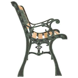 Banc de jardin en bois de sapin massif de 48 pouces, banc de patio en bois noir avec accents en fer forgé et en PVC - Product Image 5