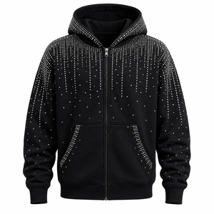 Sudaderas con Pedrería Personalizadas para Hombre y Mujer, Sudadera Oversize Estilo Urbano, Sudadera con Cierre y Cristales Brillantes, Moda Casual - Product Image 3