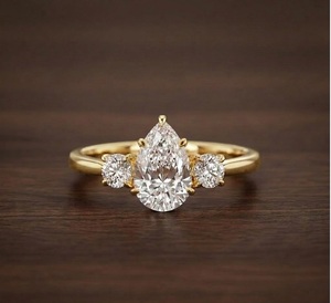 แหวนทองคำ 14K แหวนสามเม็ด แหวนหรูหรา เครื่องประดับ แหวนเพชร 2.18 กะรัต สี E ความสะอาด VS1 เพชรเพาะเลี้ยงในห้องปฏิบัติการ แหวนหมั้น - Product Image 5