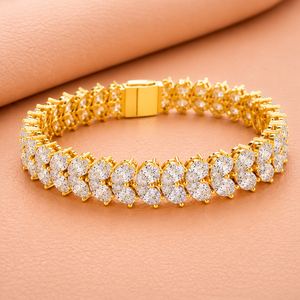 Bracelet tennis de luxe en diamants marquise pour femme, or jaune, or blanc, or rose, bijou de déclaration pour mariée, cadeau - Product Image 3