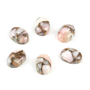 โอปอลสีชมพูธรรมชาติ 13x18 มม. โมฮาเว คอปเปอร์ รูปไข่ แบนหลังเรียบ สำหรับทำเครื่องประดับ แหวน ขายส่งจำนวนมาก - Product Image 2
