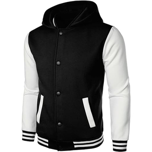 Classic Design Men's Winter Plus Size Varsity Jacket 100% Wool Color <b>Block</b> Button-Up for Autumn Spring Fall School Baseball - Product Image 4