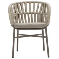 Fauteuil de salon moderne en corde avec pieds en métal, dossier solide et accoudoirs rembourrés, design tropical, siège de loisirs extérieur