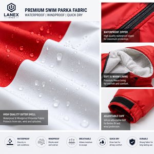 Custom Logo Austria Flag Swim Parka | Windproof Waterproof Hooded Long Jacket with Soft Fleece Interior for <b>Coaches</b> and Swimmers - Product Image 5