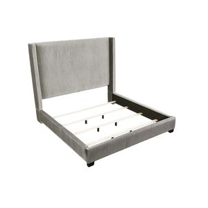 Letto Imbottito King-Size Grigio Chiaro in Scatola, Comodo ed Elegante - Product Image 4