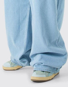 Jean unisexe vintage élégant en denim de haute qualité, coupe ample, taille haute, délavé clair, jambe droite, respirant, idéal pour l'été - Product Image 4