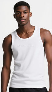 OEM Embroidery Logo Men's 100% Cotton Ribbed Knitted Vest Tank Tops Sportswear for Gym Workouts - Product Image 2