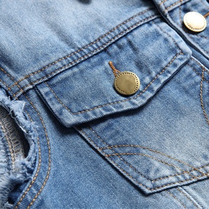 Chaleco vaquero con cierre de cremallera negro personalizado para hombre al por mayor, ropa exterior suave de algodón transpirable con cuello vuelto estilo Hip Hop - Product Image 6