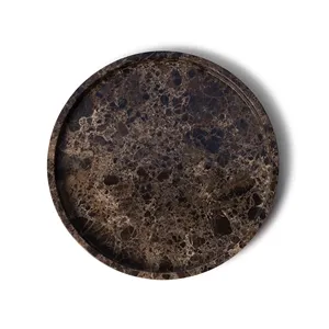 Plateau rond en marbre brun Pietra, plateau de service décoratif en pierre naturelle, décoration de luxe pour la maison - Product Image 3