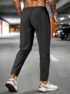 Pantalon de sport pour homme, taille élastique, pantalon de jogging et de course pour homme avec poches zippées, respirant, séchage rapide, pantalon de survêtement - Product Image 3