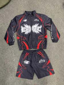Windbreaker <b>Set</b> Wholesale Unisex Nylon Tracksuit <b>Set</b> Custom Logo <b>Embroidery</b> Short Windbreaker for Men and Women Summer Style - Product Image 1