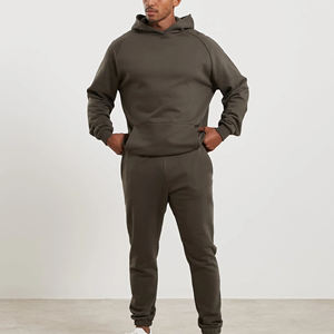 Ensemble sweat-shirt et pantalon de survêtement gris unisexe grande taille, vêtements de sport décontractés, design 2-en-1, couleur unie, manches longues, polaire, 100% coton, hiver - Product Image 1