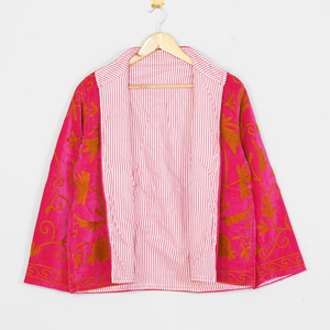Pink Velvet Embroidered Blazer Mandarin Collar Lantern Sleeve Hand Embroidery Floral <b>Pattern</b> Women's <b>Jacket</b> Autumn Style - Product Image 3