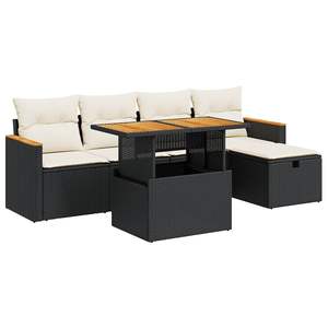 Ensemble de canapés de jardin en rotin noir, mobilier d'extérieur 4 places avec rangement, design contemporain - Product Image 4