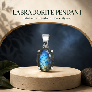 Pendentif en pierre précieuse labradorite, forme hexagonale, collier religieux hindou pour anniversaire - Product Image 3