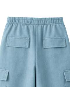 Pantalones Deportivos Cargo de Pierna Ancha Color Azul Cielo para Mujer, Cintura Elástica, Pantalones Casuales de Felpa, Corte Holgado, Ropa Urbana, Cómodos para Invierno - Product Image 4