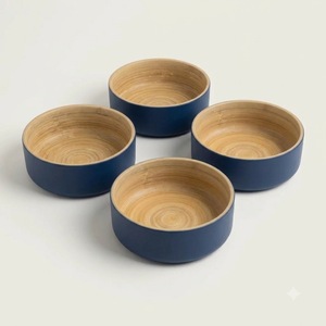 Tazón de Bambú Natural, Tazón de Madera Ligero para Servir, Vajilla Sostenible para el Hogar, Restaurantes y Hoteles - Product Image 1