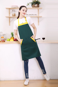 Wholesale Restaurant Hotel Customize Logo Cotton Chef Cafe Satff <b>Apron</b> Blue <b>White</b> Stripe Kitchen <b>Apron</b> With Two Pocket - Product Image 6