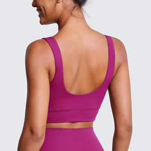 เสื้อชั้นในกีฬาแบบยาวสำหรับผู้หญิง รองรับแรงกระแทกสูง แผ่นรองถอดได้ สายไขว้หลัง ไร้ตะเข็บ ระบายอากาศได้ดี ผลิตจากไนลอนและสแปนเด็กซ์ เหมาะสำหรับโยคะ - Product Image 4