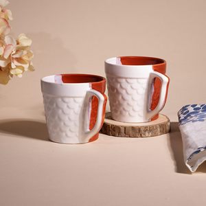 Juego de Café de Cerámica de Doble Tono con Diseño de Pez, Moderno y Lujoso, 200 ml, Ecológico, Duradero, Portátil, Rojo y Blanco, para Oficina, Hogar, Regalo, Abhita - Product Image 1