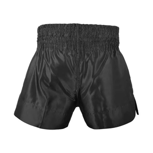 Shorts de Muay Thai professionnels noirs unis en satin, avec large ceinture, pour le kickboxing, équipement sportif, shorts personnalisés - Product Image 2