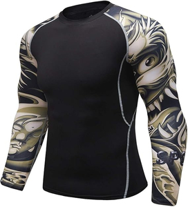 T-shirt de compression à manches longues pour homme, coupe ajustée, avec logo personnalisé, pour entraînement, fitness, natation et performance athlétique - Product Image 3