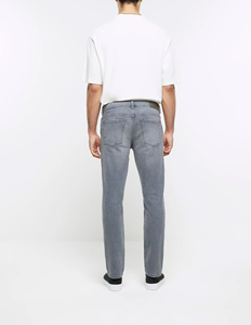 Jeans Homme Personnalisés OEM en Gros, Gris Coupe Slim, Délavé Clair, Qualité Export Supérieure, Denim Vintage pour Été Hiver - Product Image 2