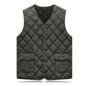 Chaleco Acolchado para Hombre, Cuello en V, Color Sólido, Relleno de Poliéster, Casual, Cálido para Otoño, Cierre con Botones, Bolsillos Delanteros - Product Image 1
