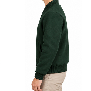 เสื้อแจ็คเก็ตวาร์ซิตี้ขนสัตว์แท้สำหรับผู้ชาย ออกแบบเองได้ รับผลิตแบบ OEM ODM เสื้อคลุมบอมเบอร์ ขายส่งจากโรงงานผู้ผลิต เสื้อผ้าฤดูหนาว - Product Image 5