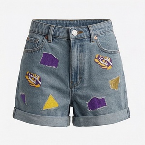 Summer Slim Fit Womens <b>Denim</b> Shorts <b>Stretch</b> Hole Tassel Casual Streetwear Fashionable Apparel Stylish Trendy Outfit Look - Product Image 1