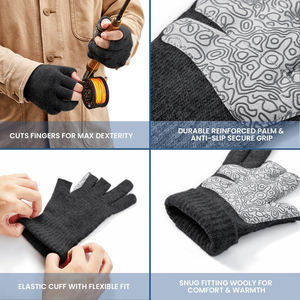 Guantes Deportivos Sin Dedos de Poliéster Suave y Duradero, Protección UV, Absorción del Sudor, Diseño Transpirable para Caza y Pesca - Product Image 3