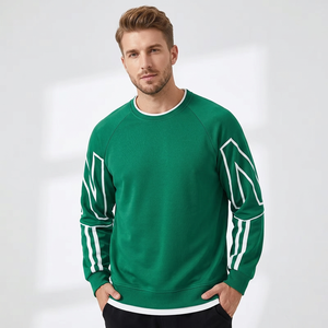 Sweat-shirt vert à col rond pour homme, manches raglan, imprimé lettres, pull décontracté, coupe classique, pour l'automne, fabriqué de manière écologique pour l'hiver - Product Image 2