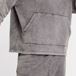 Custom Logo Casual Men Acid Wash Tracksuit and Sweatpants Winter Sports Suit Breathable Two-Piece Hip Hop Men Acid Wash Men suit - Product Image 4