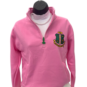 Sorority Inc Pull d'hiver à col zippé pour femme, en polaire, brodé de lettres grecques, écologique, décontracté, sportif, haute qualité - Product Image 1