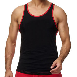 Camiseta sin mangas de algodón pesado con logo personalizado para hombre, estilo acanalado, para gimnasio, correr, fitness, deportes, entrenamiento, tejida - Product Image 6