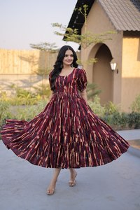 ชุดคุर्ติผ้าฝ้ายพิมพ์ลายแบบดั้งเดิมสำหรับผู้หญิง ความยาวระดับข้อเท้า เหมาะสำหรับฤดูร้อน แห้งเร็ว ยืดหยุ่นได้ กลับด้านได้ ไม่ยับง่าย - Product Image 2