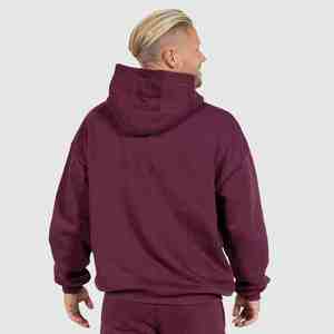 Sweat-shirt à capuche bordeaux pour homme, coupe classique, en molleton, décontracté, avec poche kangourou, pour l'automne, 100% coton, écologique - Product Image 3