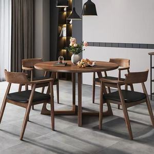 Juego <span class=keywords><strong>de</strong></span> Mesa y Sillas <span class=keywords><strong>de</strong></span> Comedor Redondas <span class=keywords><strong>de</strong></span> <span class=keywords><strong>Madera</strong></span> Maciza <span class=keywords><strong>de</strong></span> Estilo Nórdico Minimalista Moderno para 4 Personas, Muebles Ecológicos para el Hogar y Hoteles - Product Image 5