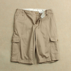 Shorts cargo noirs pour hommes, taille mi-haute, fermeture boutonnée, en coton, décontractés, style Bermuda, avec poches - Product Image 5