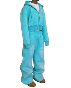 Ensembles sweat à capuche et pantalon de survêtement évasé imprimé sur mesure, coupe ample, 100 % coton molletonné, délavage acide, style vintage, séchage rapide, pour homme, hiver - Product Image 5