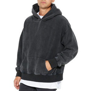 Sweat à capuche vintage surdimensionné délavé à l'acide, avec logo personnalisé, en coton léger, style streetwear, effet vieilli, pour homme, haute qualité - Product Image 5