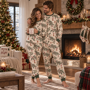 Conjunto de Pijama Navideño de Franela para Mujer, Manga Larga, Cuello Redondo, Térmico, Dos Piezas, Ropa de Dormir Acogedora para Invierno - Product Image 5