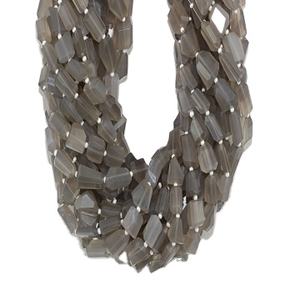 14 pouces de Long en pierre de lune grise naturelle, pépites à facettes en forme de perles, fabricant en gros, véritable haute qualité - Product Image 1