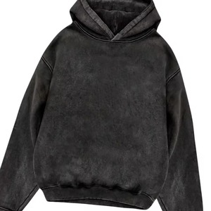 Nouveau sweat à capuche vintage noir délavé pour hommes et femmes, en coton épais, coupe oversize, en molleton, style streetwear, mode hiver, OEM ODM - Product Image 2