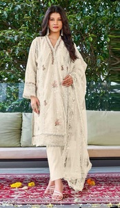 Embroidered Organza Semi-Stitched Modern Salwar Kameez for Party Wedding & Diwali - Product Image 3