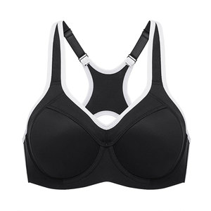 Sujetador Deportivo Negro para Mujer con Ribete Blanco, Soporte Medio, Sin Costuras, Top Deportivo para Yoga - Product Image 6