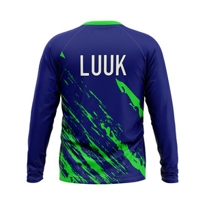 Chemises de sport pour hommes personnalisées, 100% polyester, respirantes, antibactériennes, imprimées, coupe classique, col rond, manches longues, pour le printemps - Product Image 5